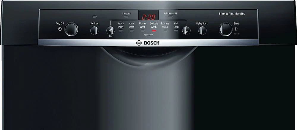 Bosch - 100 Series 24 Front Control Tall Tub Built-In Dishwasher with Stainless-Steel Tub - Black