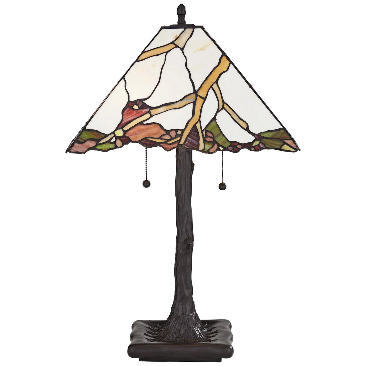 Robert Louis Tiffany Cherry Rustic Table Lamp 26 High Dark Bronze Cherry Blossom Stained Art Glass Shade for Bedroom Living Room Bedside Nightstand