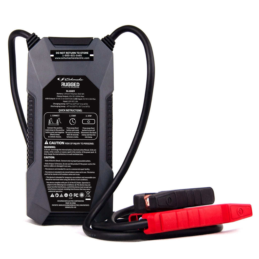 Schumacher SL1669 - 1750 Peak Amp 12V Rugged Lithium Jump Starter and USB Power Pack, New in Box