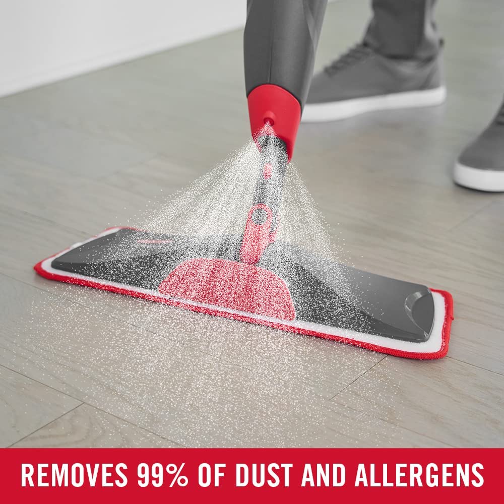 Rubbermaid Reveal Spray Microfiber Floor Cleaning Kit for Laminate and Hardwood Floors， Spray Mop with Reusable Washable Pads， Commercial