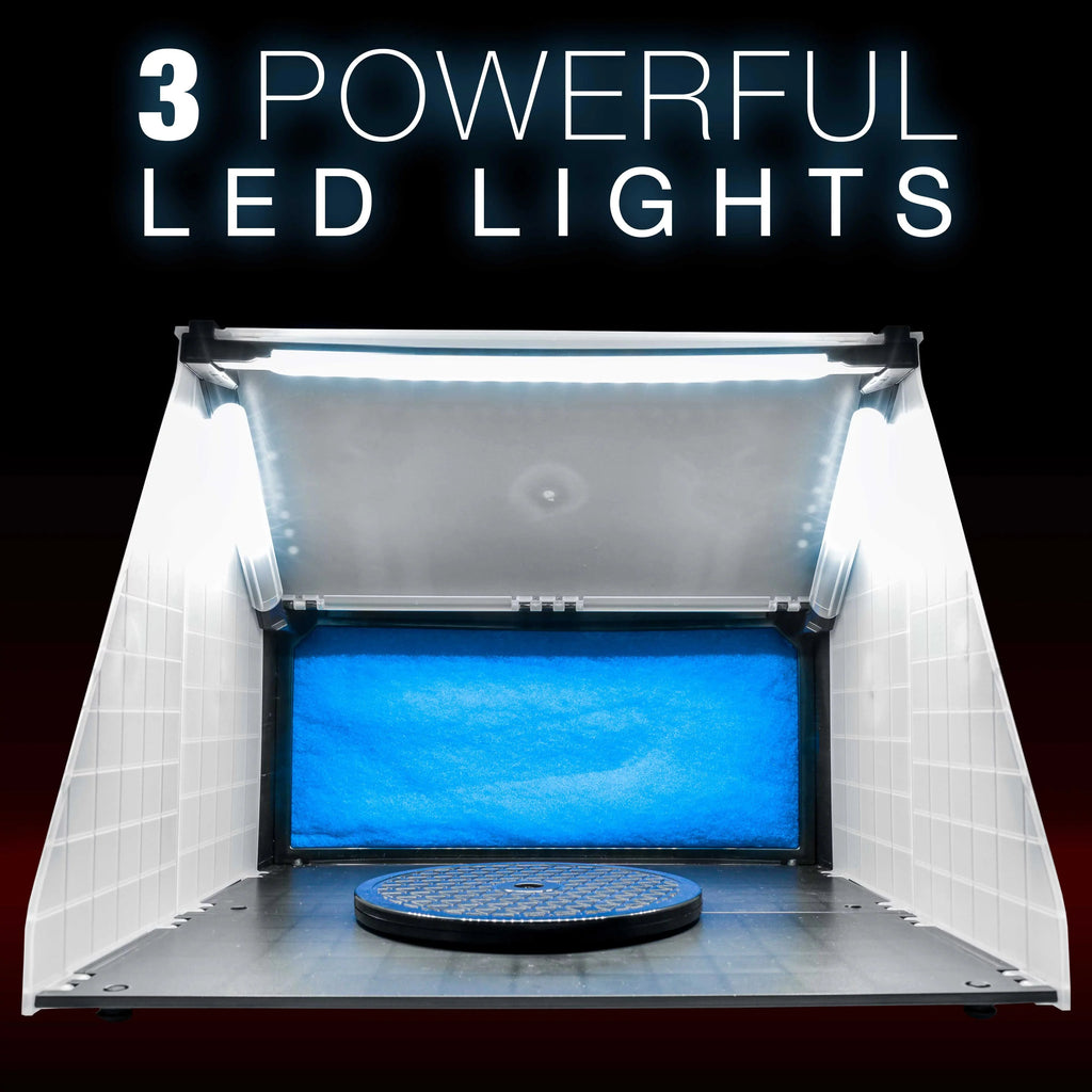 Portable Hobby Airbrush Paint Spray Booth Kit Exhaust Filter LED Light Set Model