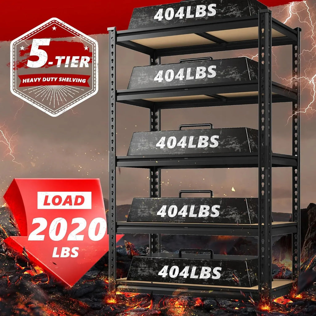 2020LBS Storage Shelves 5 Tier Garage Shelving Heavy Duty Adjustable Garage Shelves, Utility Rack Shelf, Shelving Units for Storage Warehouse Pantry Closet, 35.5 W x 11.9 D x 72 H, 4 Pack