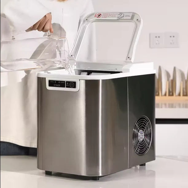 CJC Countertop Ice Maker Portable Ice Machine with Carry Handle Basket and Scoop for Home Kitchen Party 110V