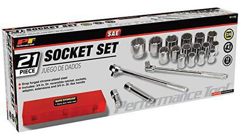 Performance Tool 21-Piece SAE 3/4 Drive Socket Set PMW1180