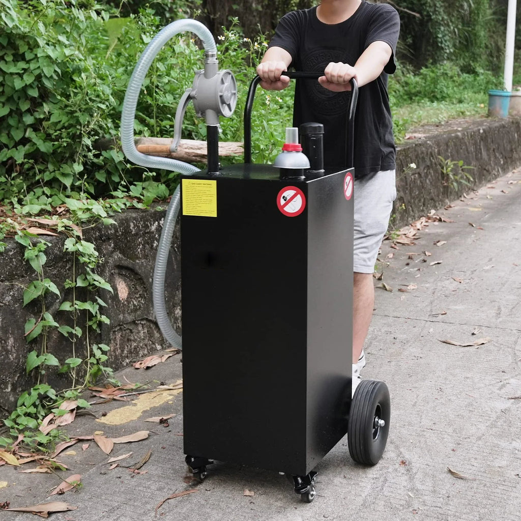 HA-EMORE 30 Gallon Portable Gas Caddy Fuel Storage Tank Gasoline Derv Fuel with 2 Wheels for Car,Boat, Motorcycle, Lawnmower, ATV