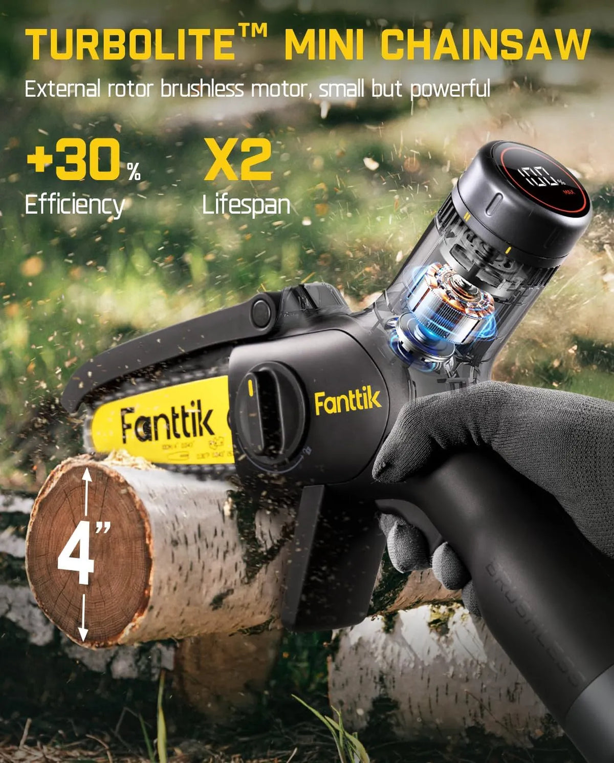 Fanttik NB8 Ultra Cordless Pressure Washer & Fanttik TurboLite W10 APEX External Rotor Brushless Motor Mini Chainsaw Cordless