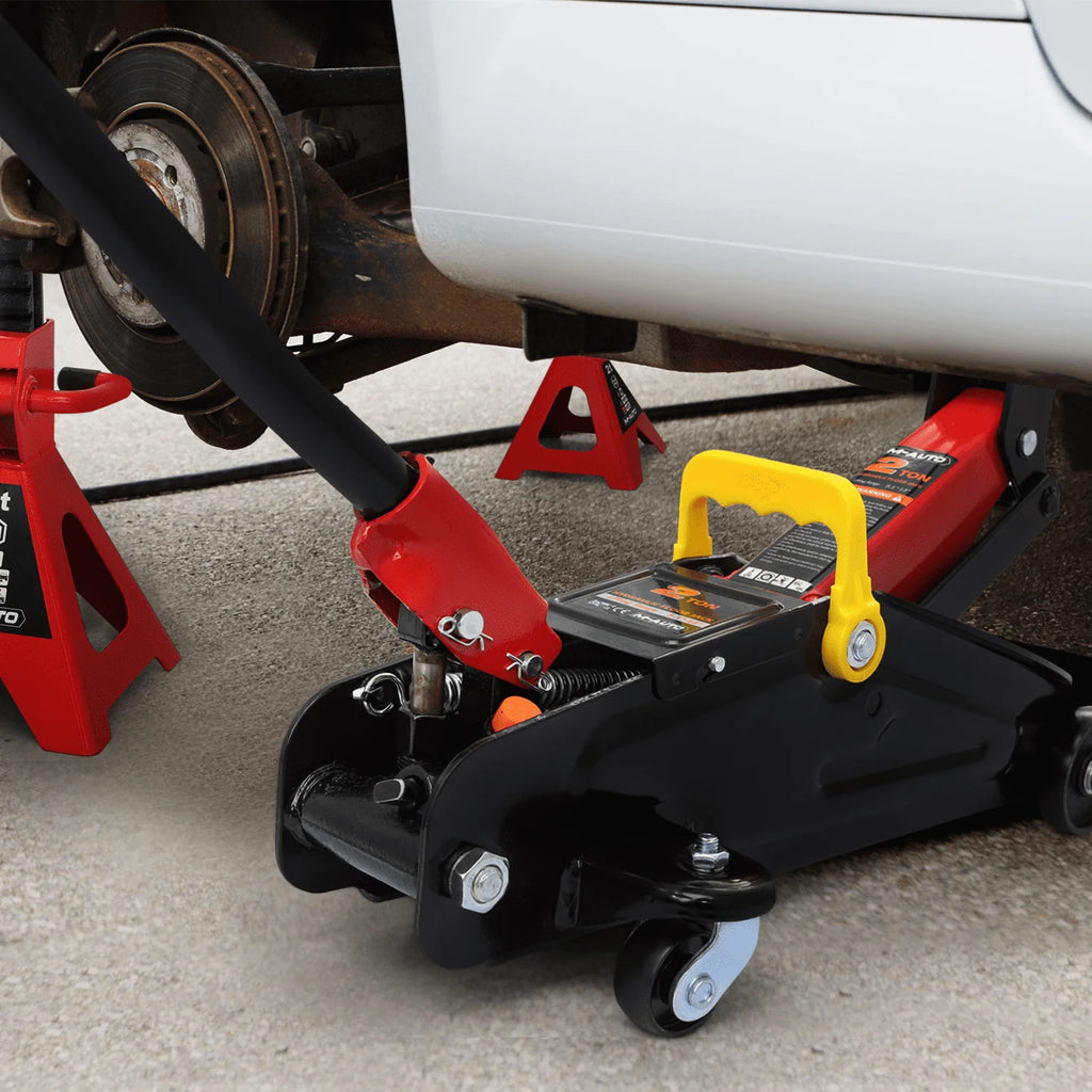Magshion 3Pcs Heavy Duty Car Jack Set, 2 Ton Low Profile Floor Jack with 2 Jack Stand for Car Truck SUV, (4,400 lbs) Capacity, Red