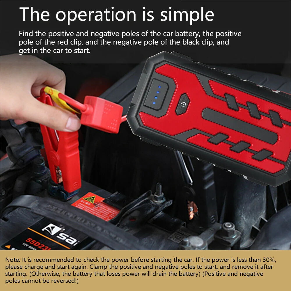 SOATUTO Car Jump Starter 28000mAh Car Jump Starter Box Battery Charger Pack Booster Portable Power Bank - Red