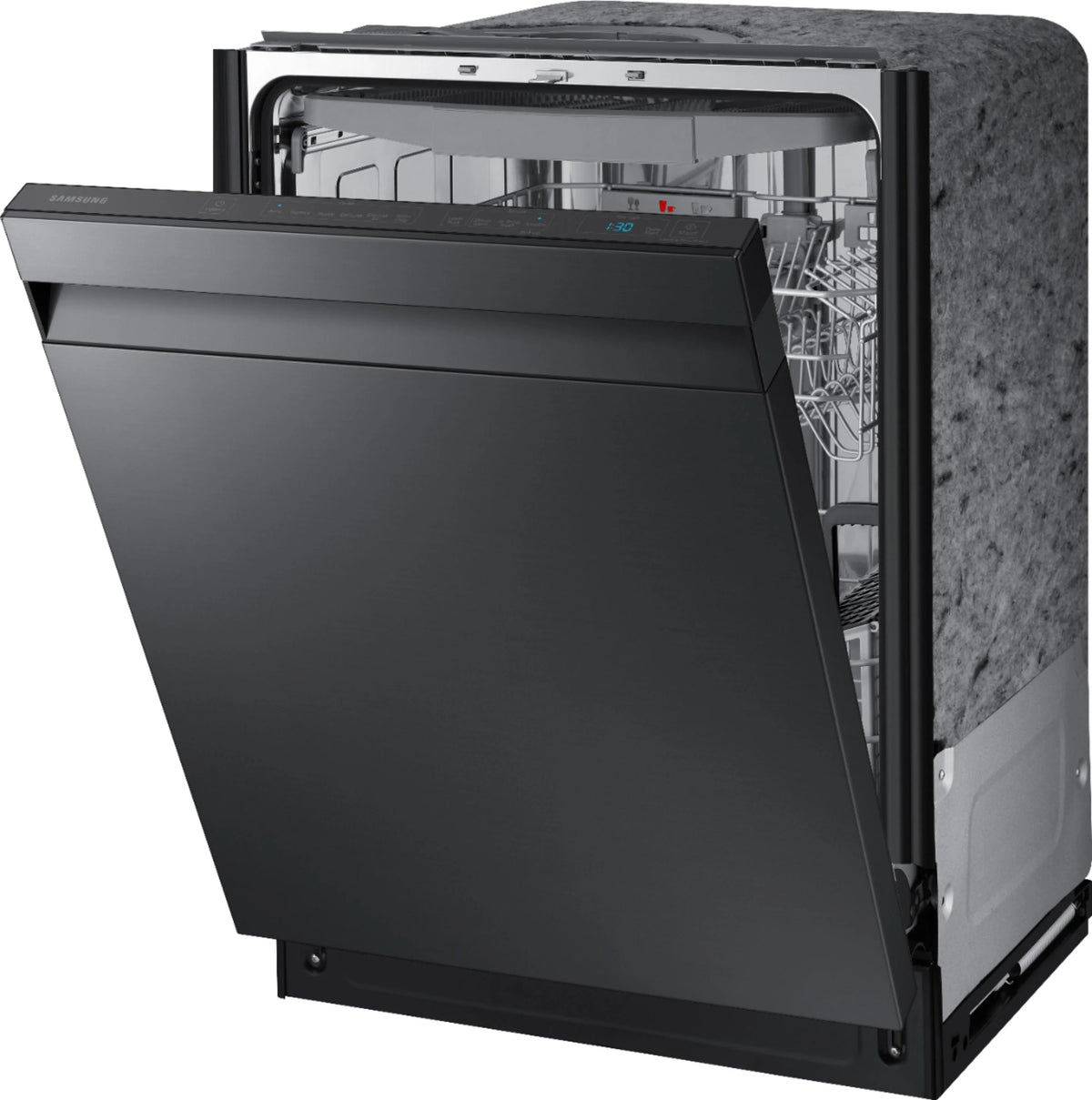 Samsung - StormWash 24 Top Control Built-In Dishwasher with AutoRelease Dry, 3rd Rack, 42 dBA - Black stainless steel