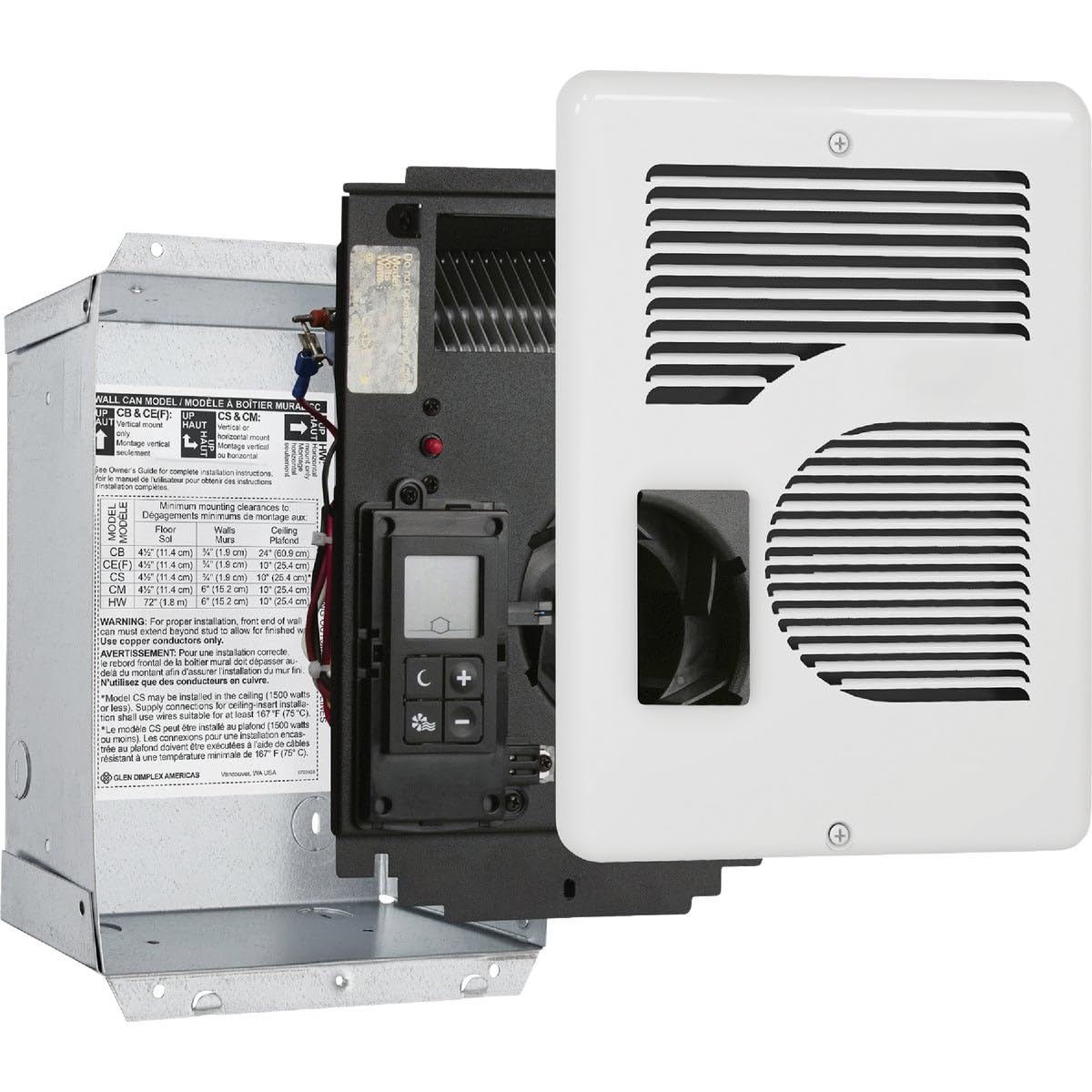 Energy Plus Wall Heater, Digital Thermostat, 240/208/120V, White