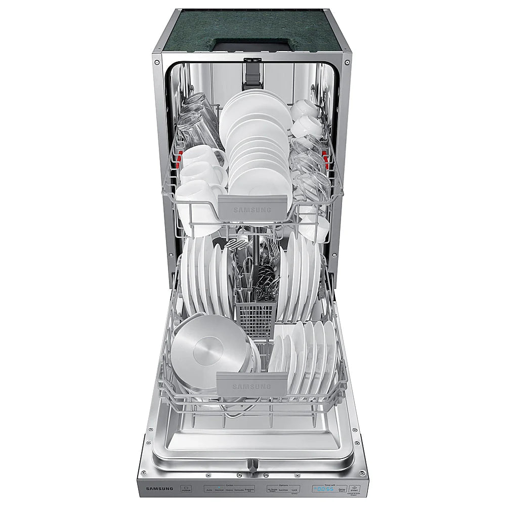 Samsung - 18 Compact Top Control Built-in Dishwasher with Stainless Steel Tub, 46 dBA - Stainless steel