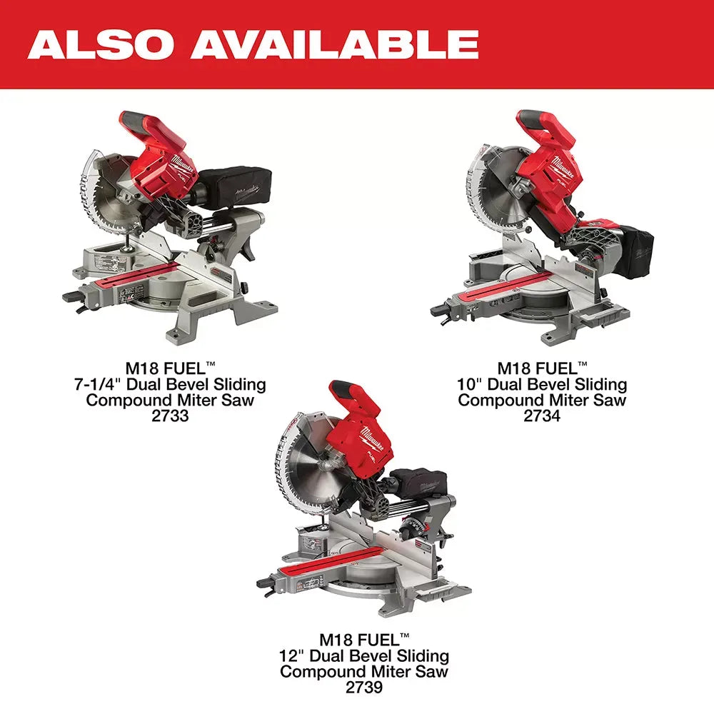 Milwaukee 2739-20 M18 FUEL 18V 12 Dual Bevel Slide Compound Miter Saw-Bare Tool