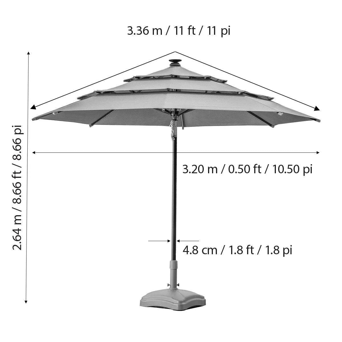Activa 11ft Aluminium Umbrella with LED Lights in Pumice
