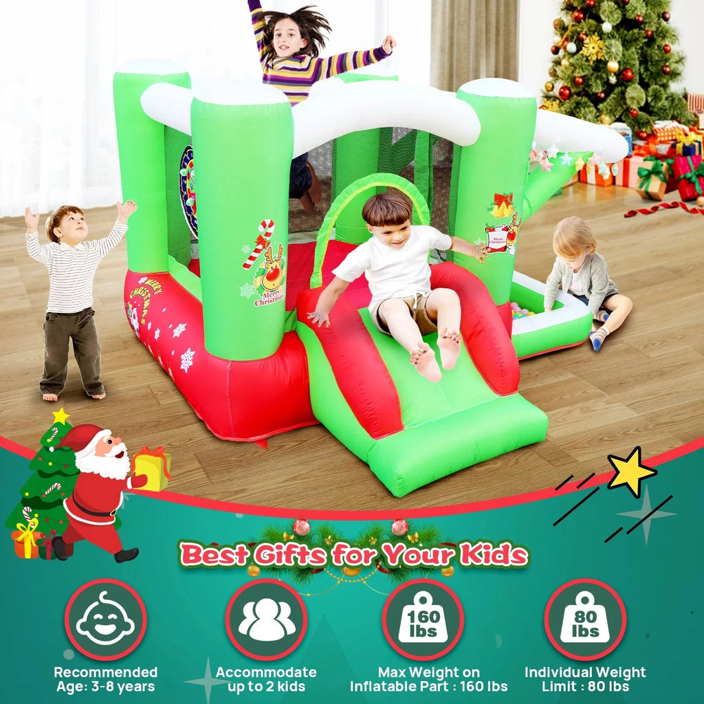 Track 7 Inflatable Bounce House for Kids, 80 x 91 x 55in, Christmas Slide Inflatable Bouncer with Blower, Slide, Jumping, Outdoor and Indoor, for Kids Aged 3+