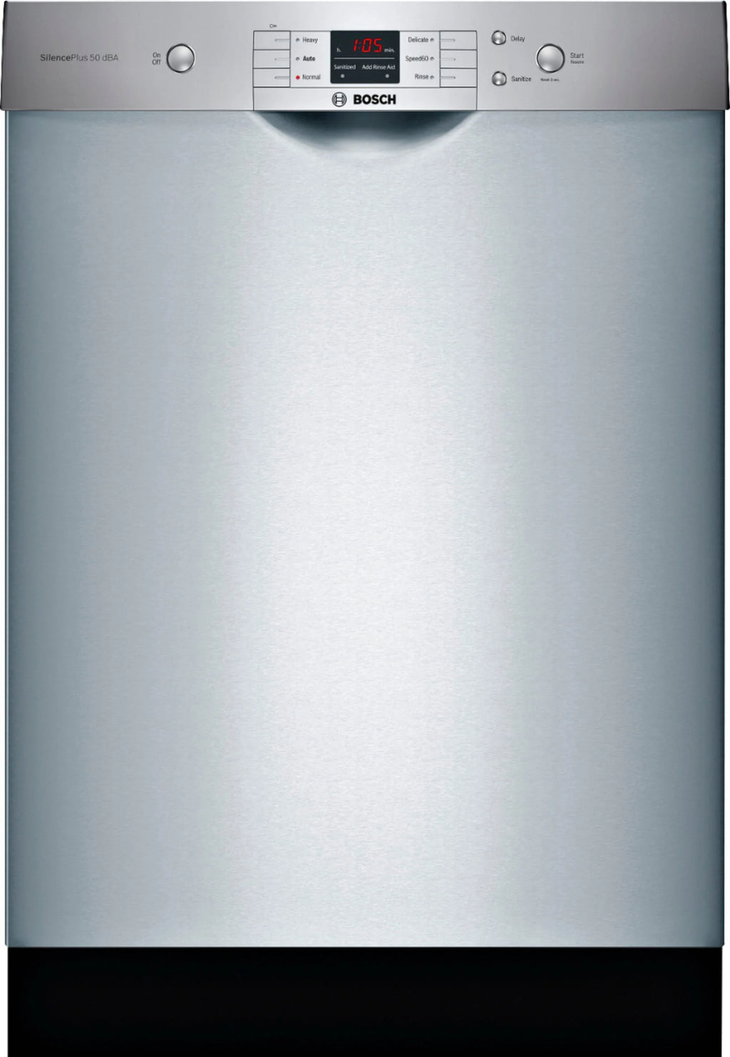Bosch - 100 Series 24 Front Control Built-In Dishwasher with Hybrid Stainless Steel Tub - Stainless steel