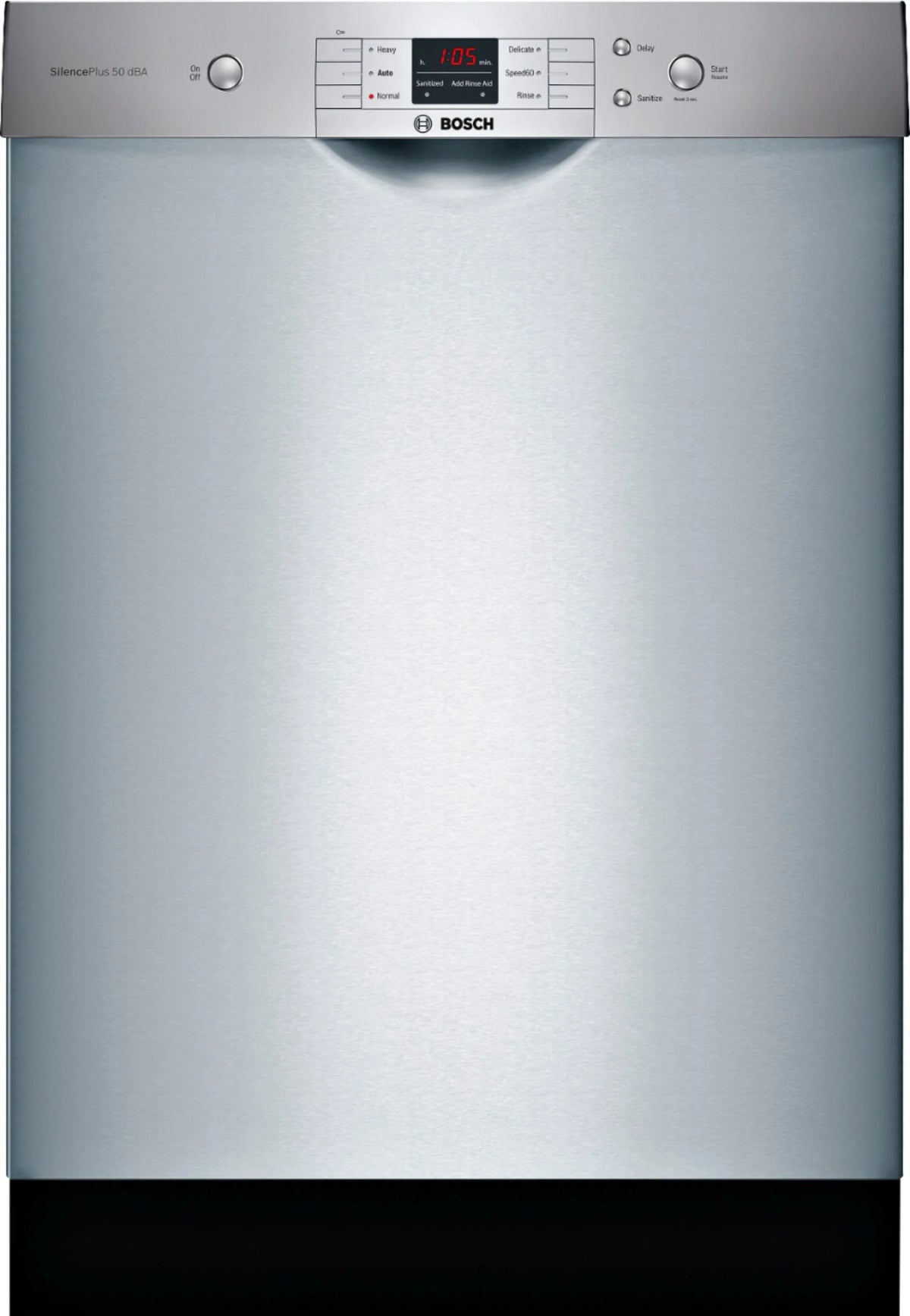 Bosch - 100 Series 24 Front Control Built-In Dishwasher with Hybrid Stainless Steel Tub - Stainless steel