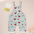 Baby Boy Girl's Casual Heart & Paper Plane Print Overalls, Adjustable Strap Romper For Spring Fall