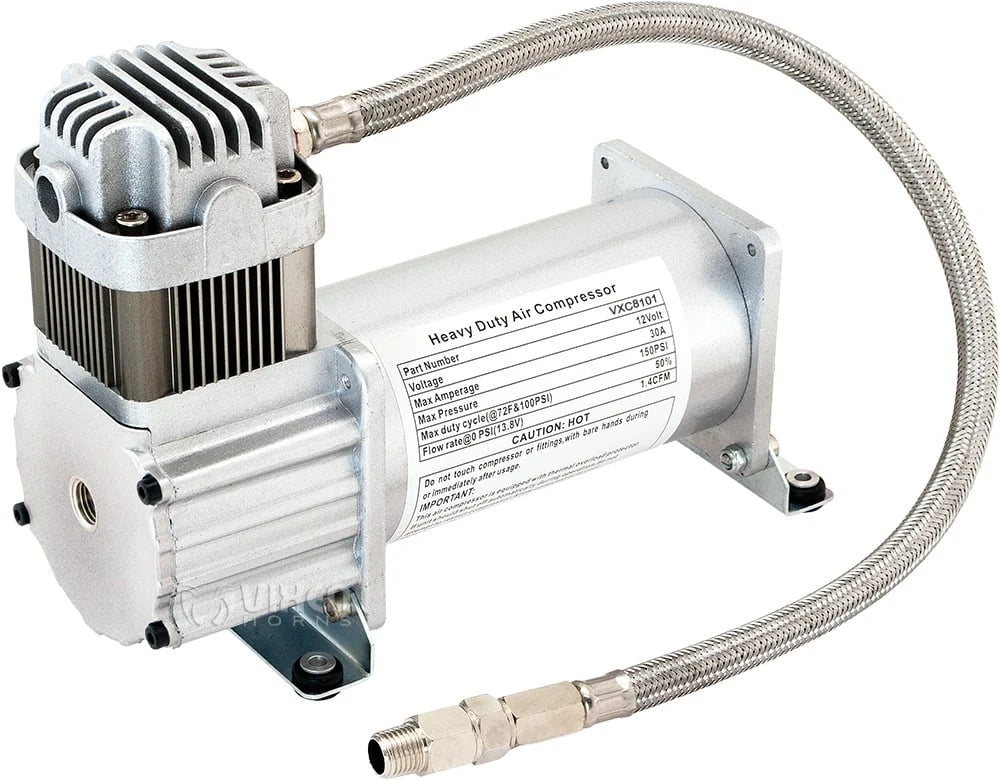 Vixen Horns Heavy Duty Onboard Air Compressor 150 PSI. Universal Replacement for Truck/Car Train Horn/Suspension/Ride/Bag kit/System. Fits All 12v Vehicles like Semi/Pickup Trucks VXC8101