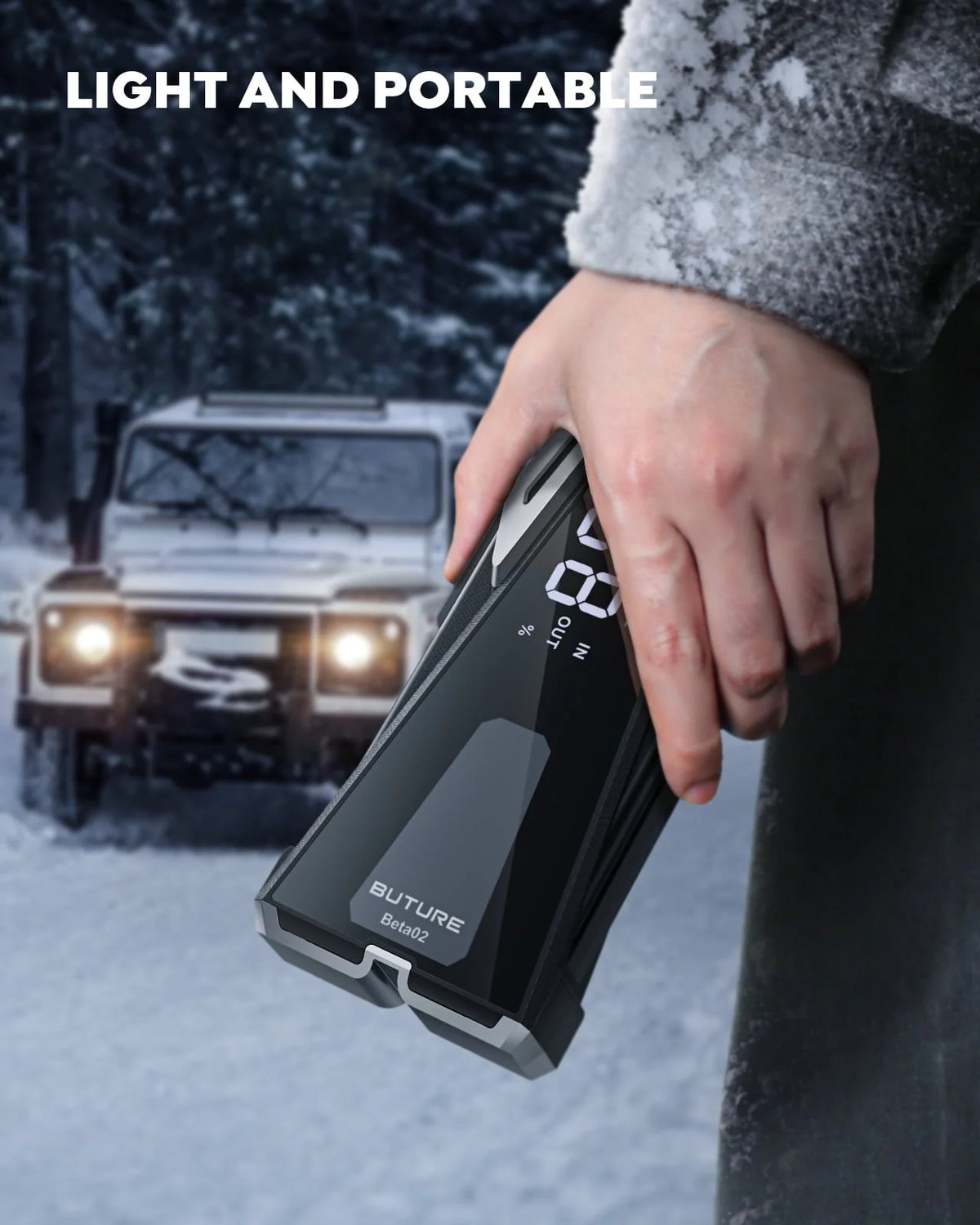 Buture Car Jump Starter Booster 2500A Powerful Safe Portable Car Battery Jump Starter Charger With Large Display Lighting Charging Function