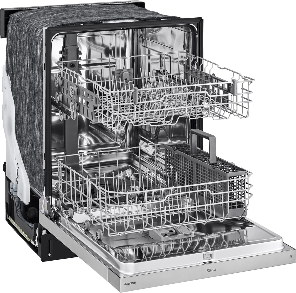 LG - 24 Front-Control Built-In Dishwasher with Stainless Steel Tub, QuadWash, 50 dBa - Stainless steel