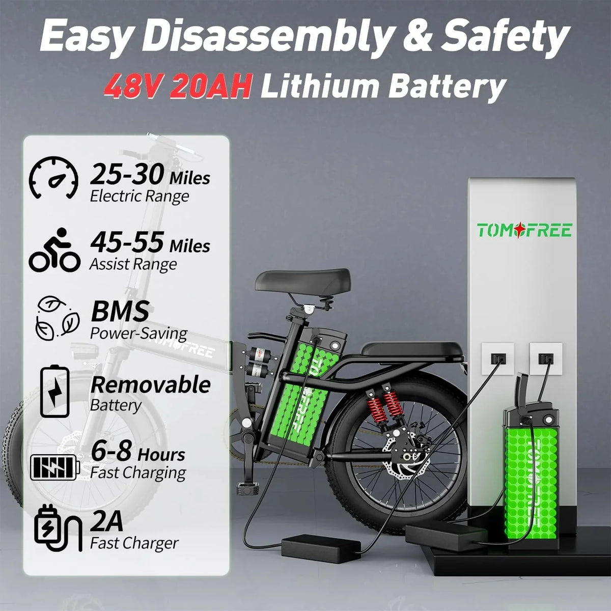 T1 Electric Bike for Adults 1200W Motor, 31MPH, 48V 20AH Folding E-Bike,16 * 3 Tire Mountain Snow Bike LED Display 330lbs Load Capacity - Tomofree Black