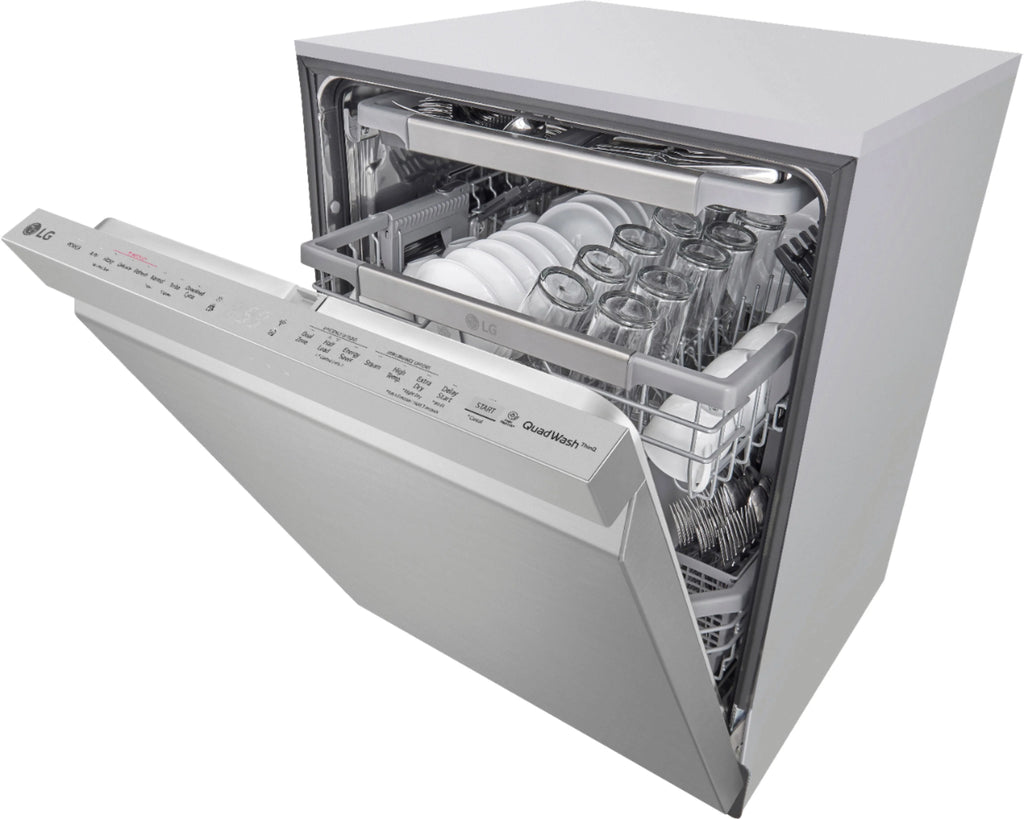 LG - 24 Top Control Smart Built-In Stainless Steel Tub Dishwasher with 3rd Rack, QuadWash and 44db - Stainless steel