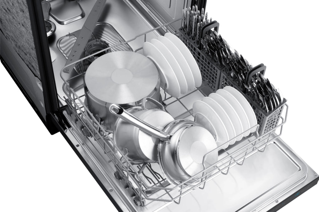 Samsung - StormWash 24 Top Control Built-In Dishwasher with AutoRelease Dry, 3rd Rack, 42 dBA - Black stainless steel