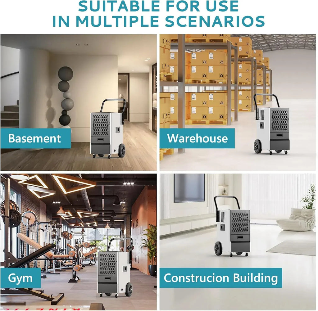 160 Pints Commercial Dehumidifier, Large Dehumidifier With Drain Hose, Timer and 4 Wheels,Industrial Dehumidifiers for Flood Repair, Drying Basement, Warehouse and Factory
