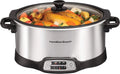 Hamilton Beach Programmable Slow Cooker with 6 Quart Stovetop-Safe Sear & Cook Crock & Travel Lid Lock for Portable Transport, Silver (33663)
