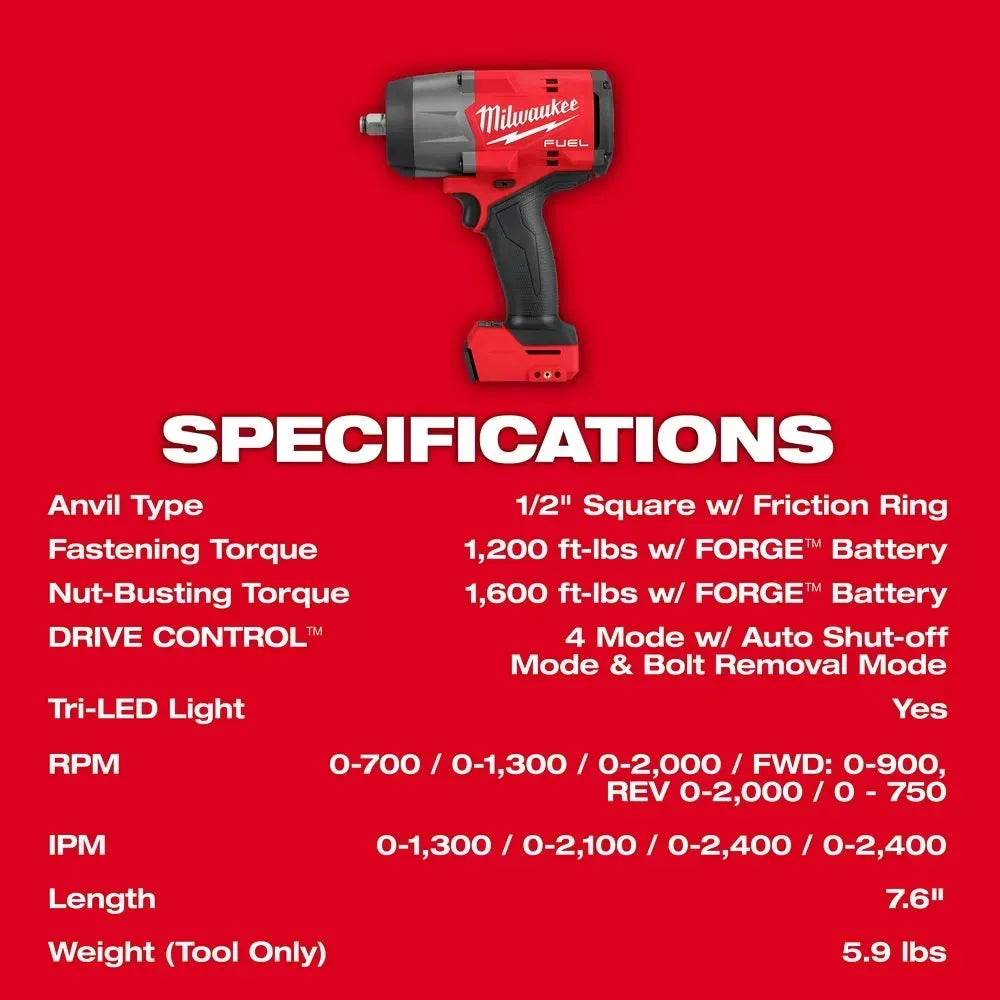 Milwaukee Pre-Sale 2967-20 M18 FUEL 18V 1/2 High Torque Impact Wrench - Bare Tool