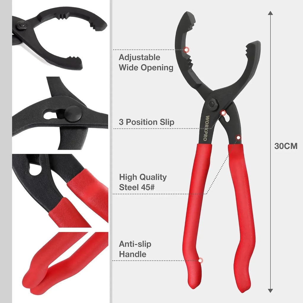 12 Adjustable Oil Filter Pliers, Wrench Adjustable Oil Filter Removal Tool, Ideal For Engine Filters, Conduit, & Fittings, W114083A