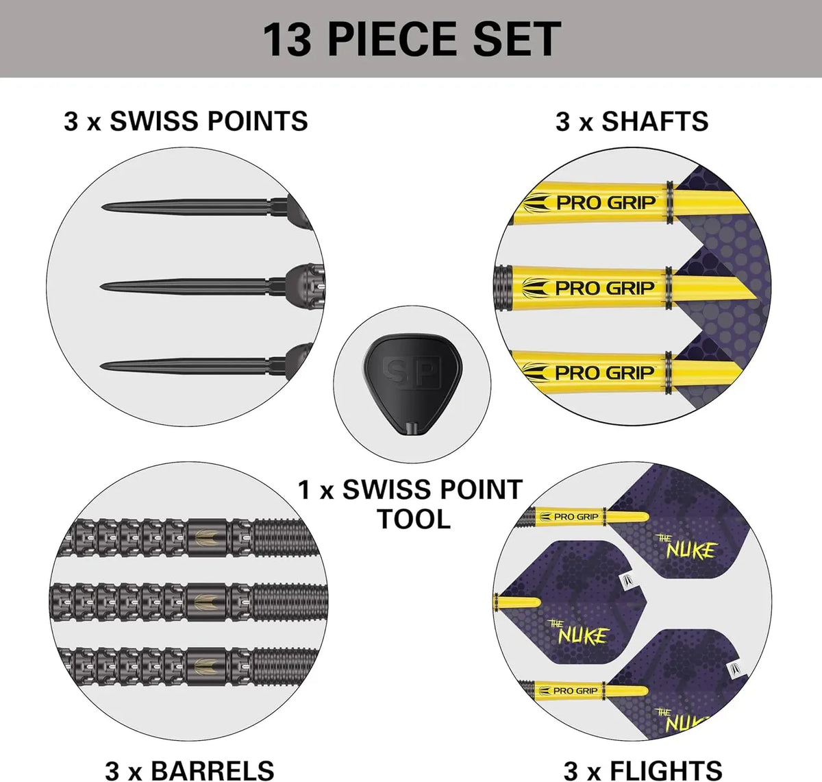 TARGET Darts Luke Littler G1 Steel Tip Swiss Point Darts, 90% Tungsten Dart, 22G/23G/24G | Generation 1 Steel Tip Dart, Player Edition Swiss Points Dart Sets with Tool, Pro Grip Shafts & No.2 Flights