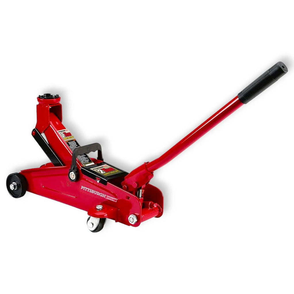 Low Profile Floor Jack 2 Ton Trolley Jack 4000LBS Capacity Heavy Steel Jack 5-3/8 to 13 Lifting, RED
