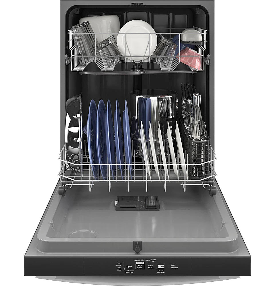 GE - Top Control Built In Dishwasher, 55 dBA - White