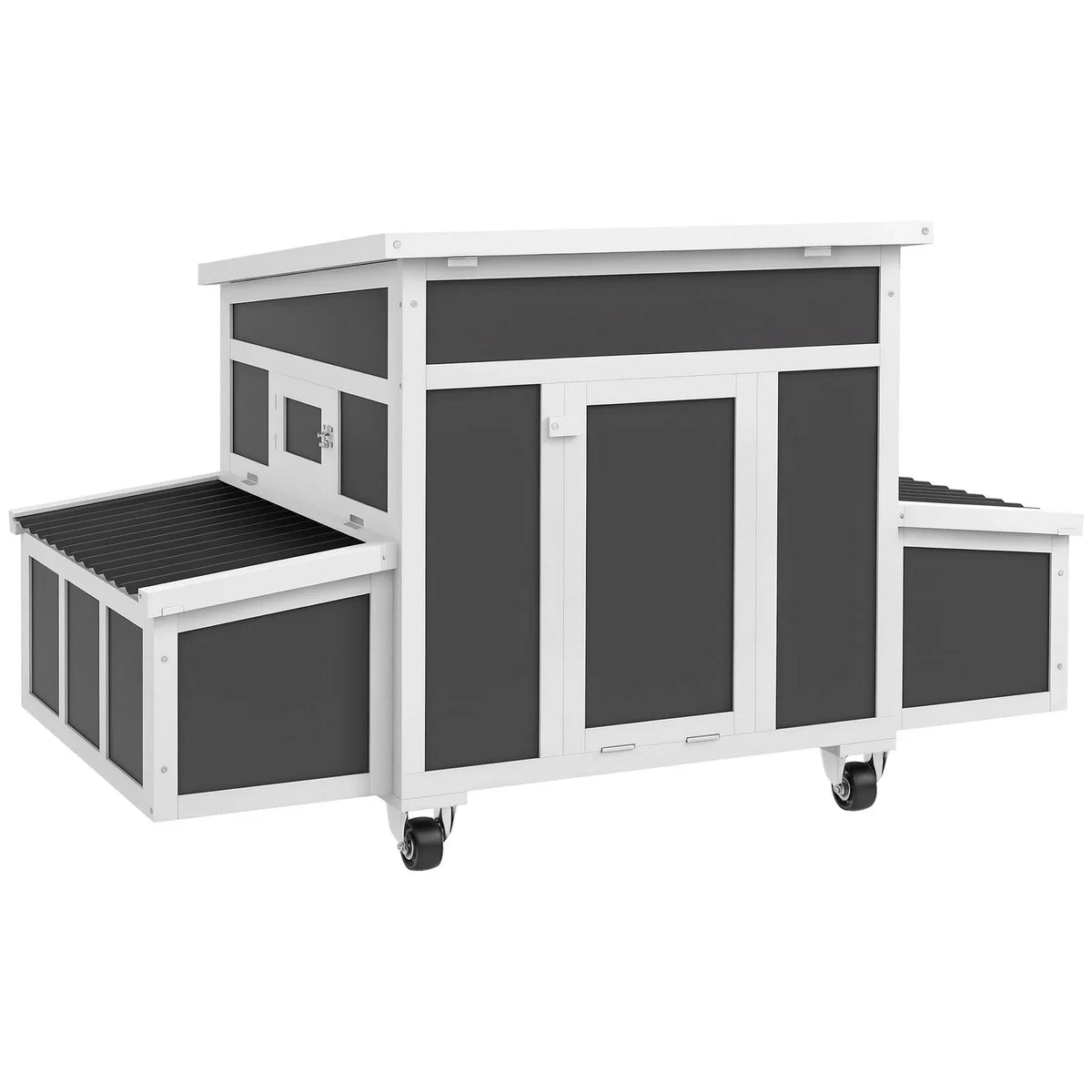 Wooden Chicken Coop with Nesting Box for 6 Chickens, Dark Gray