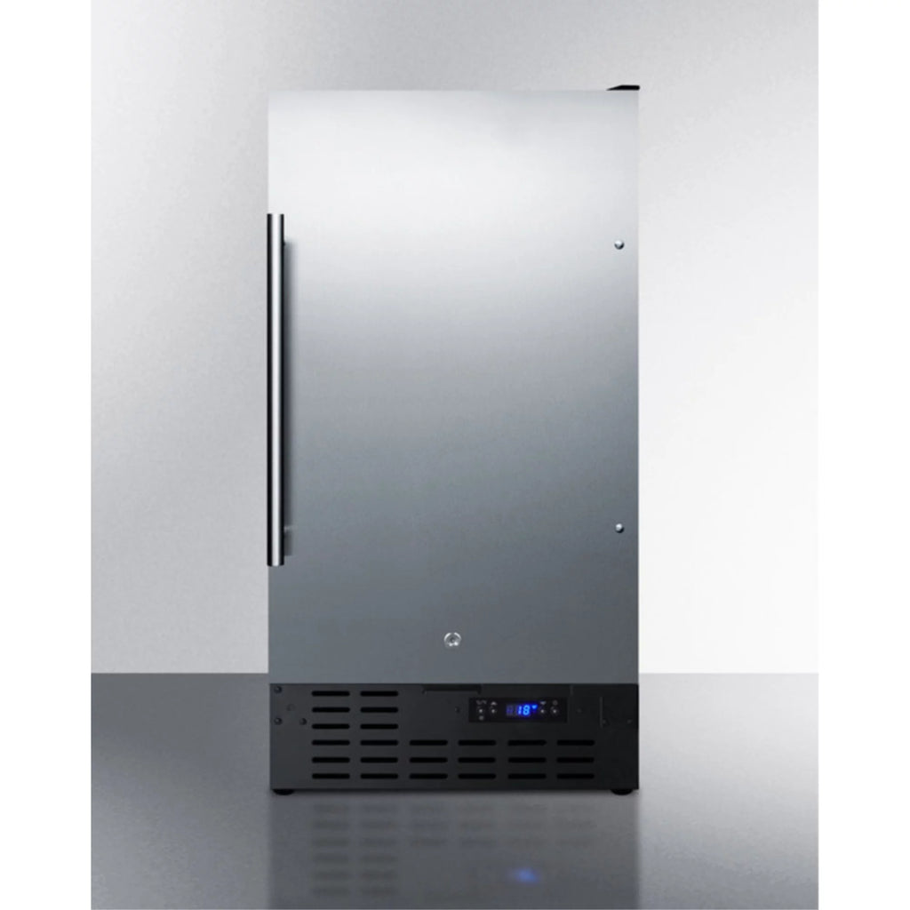 ADA compliant 18 wide frost-free freezer built-in or freestanding use, with stainless steel exterior, lock, and digital thermostat