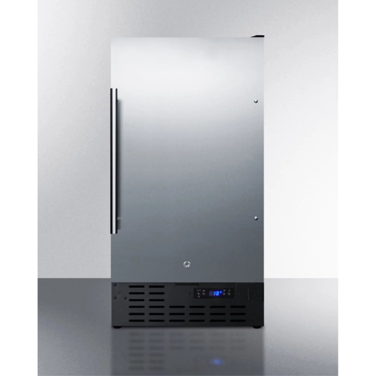 ADA compliant 18 wide frost-free freezer built-in or freestanding use, with stainless steel exterior, lock, and digital thermostat
