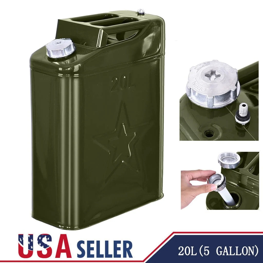 PMUYBHF Can 20L Liter (5 Gallon Gal) Backup Steel Tank F-uel Gasoline G-reen
