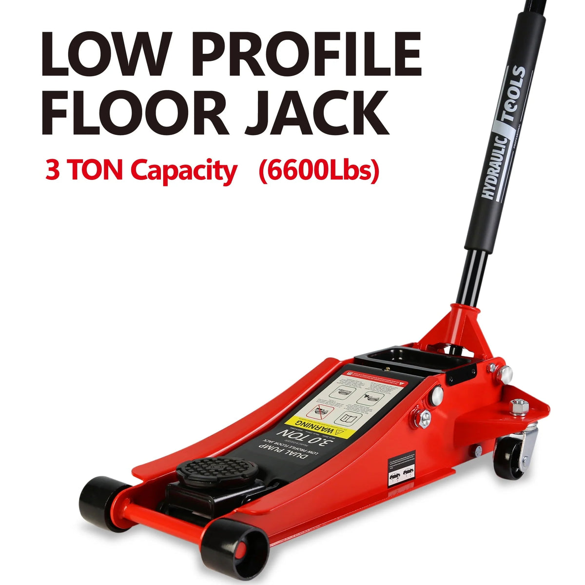 DSstyles 3 Ton Hydraulic Floor Jack Dual Pump 6600 Lb Capacity Lifting Range 3.3-18.5 Low Profile Service Jack for Quickly Car Lift