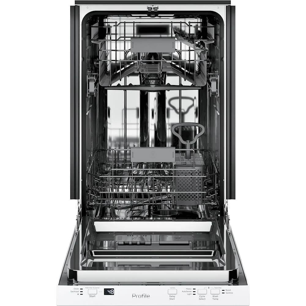 GE Profile - 18 Top Control Built-In Dishwasher with Stainless Steel Tub - White