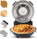 Pizza Maker Electric, 4-Min-Pizza in 1200W Pizza Oven, 31cm Refractory Stone Plate, Max 420â?Pizza Maker with 5 Cooking Levels, inkl. Pizza Peels & Scraper & Recipe, Black (black)