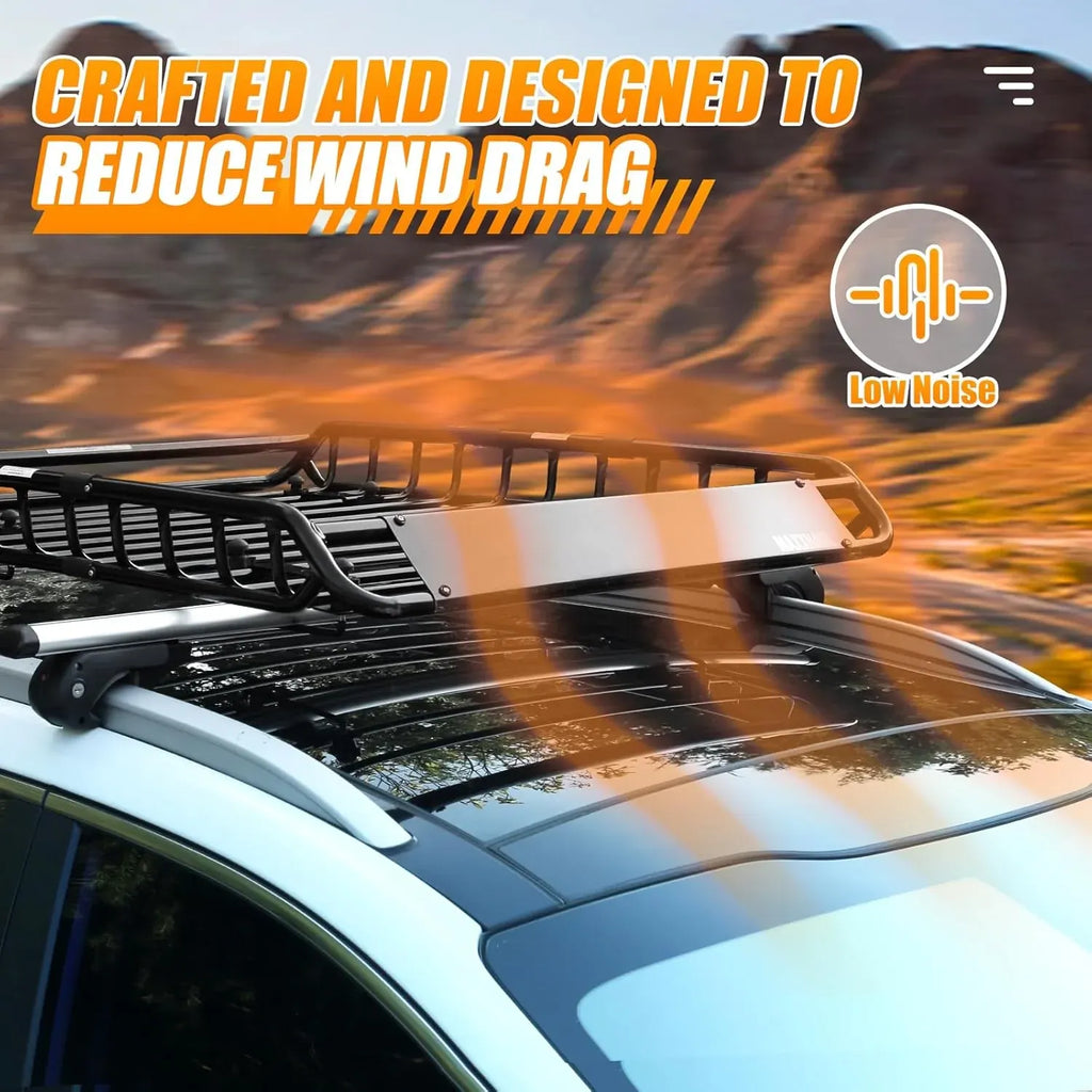 MaxxHaul 70115 46 x 36 x 4-1/2 Roof Rack Rooftop Cargo Carrier Steel Basket, Car Top Luggage Holder for SUV and Pick Up Trucks - 150 lb. Capacity, Black