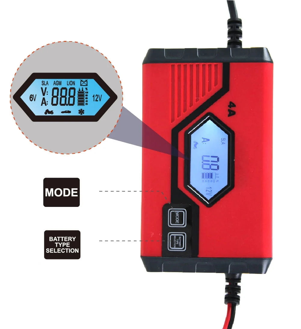Htovila Charger,4 Amp 6v/12v Battery With Lcd Battery Maintainer Car With Lcd Screen Battery 4 Amp Screen Battery Maintainer Car Battery 4 Amp 6v/12v Battery Maintainer Car Atv