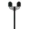 QualArc HPWS2-000-E1 The Hanford Twin Mailbox Post System with Scroll Supports - Black - 69 x 22 x 19 in.