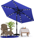 Patio Umbrella with 32 Solar LED Lights -8 Ribs (9ft,Khaki)