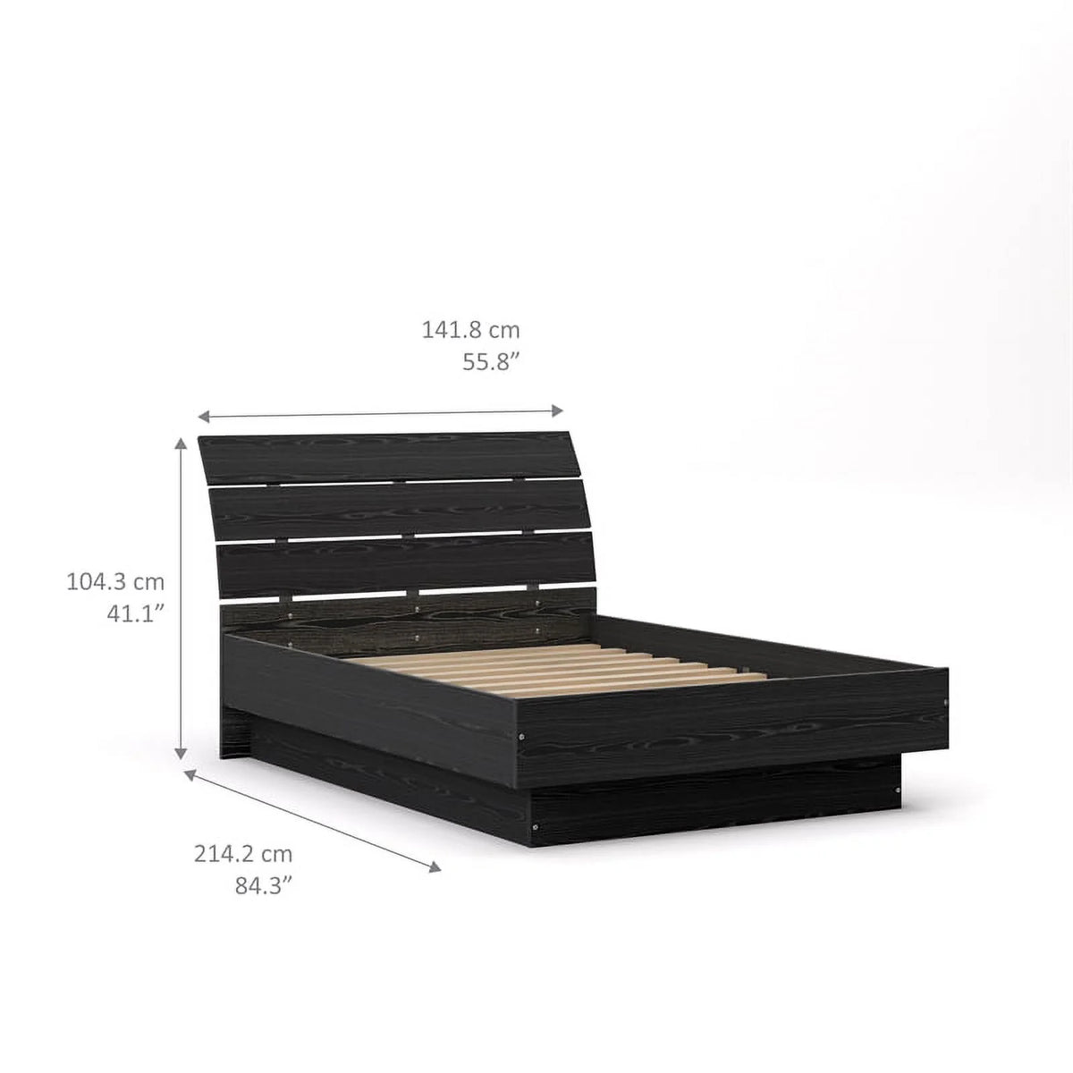 Home Square 2 Piece Furniture Set with Platform Full Bed and 2 Drawer Nightstand