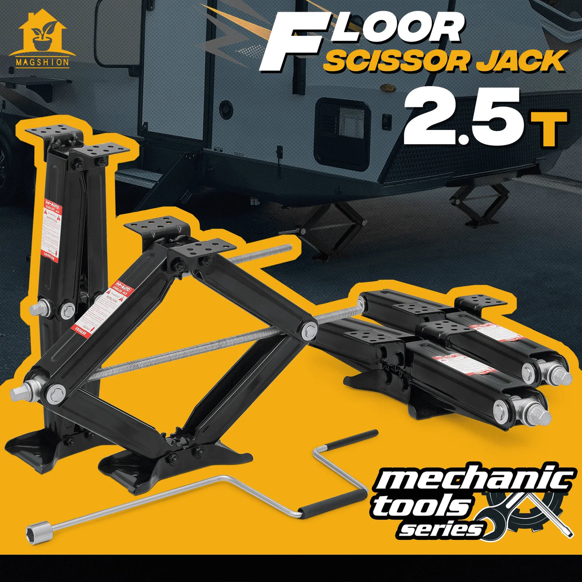 Magshion 2.5 Ton Scissor Jack Set of 4, 5000lbs Heavy Duty Car Jack Lift Kit with Handle, RV Trailer Stabilizer Leveling Scissor Jacks Set, Black