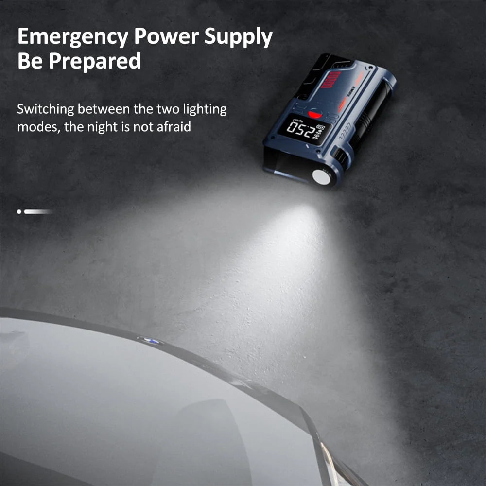 Dcenta Tire Inflator Car Emergency Jump Starter 1000A Peak 10000mAh Air Pump Battery Booster Device for 4.0L Gas/2.5L Diesel Engines