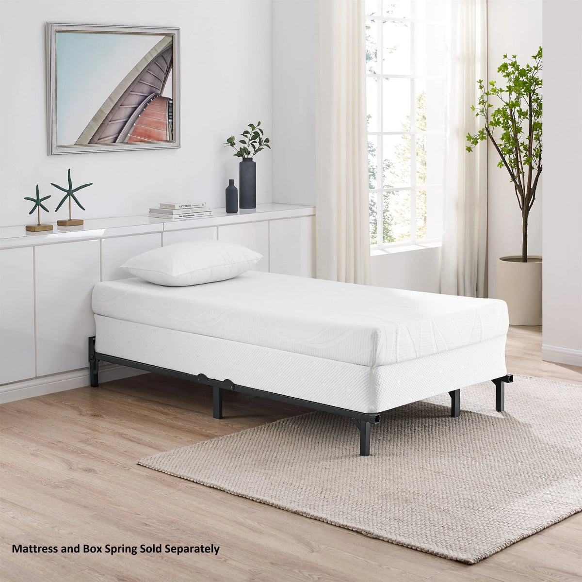 Mainstays 7 Adjustable Metal Bed Frame， Black， Adjusts Twin - Queen
