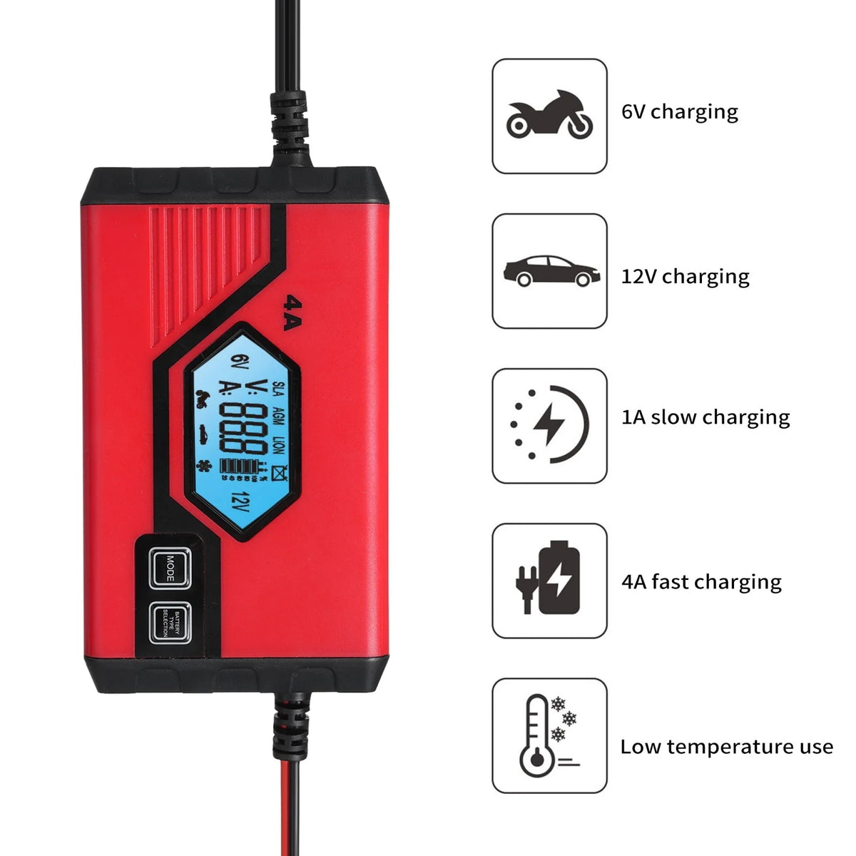 Spirastell Charger,Battery With Lcd Battery 4 Amp Screen Battery Maintainer With Lcd Screen Battery Maintainer Car 4 Amp 6v/12v Amp 6v/12v Battery Maintainer Car Atv Car Battery 4 Lcd Screen Battery